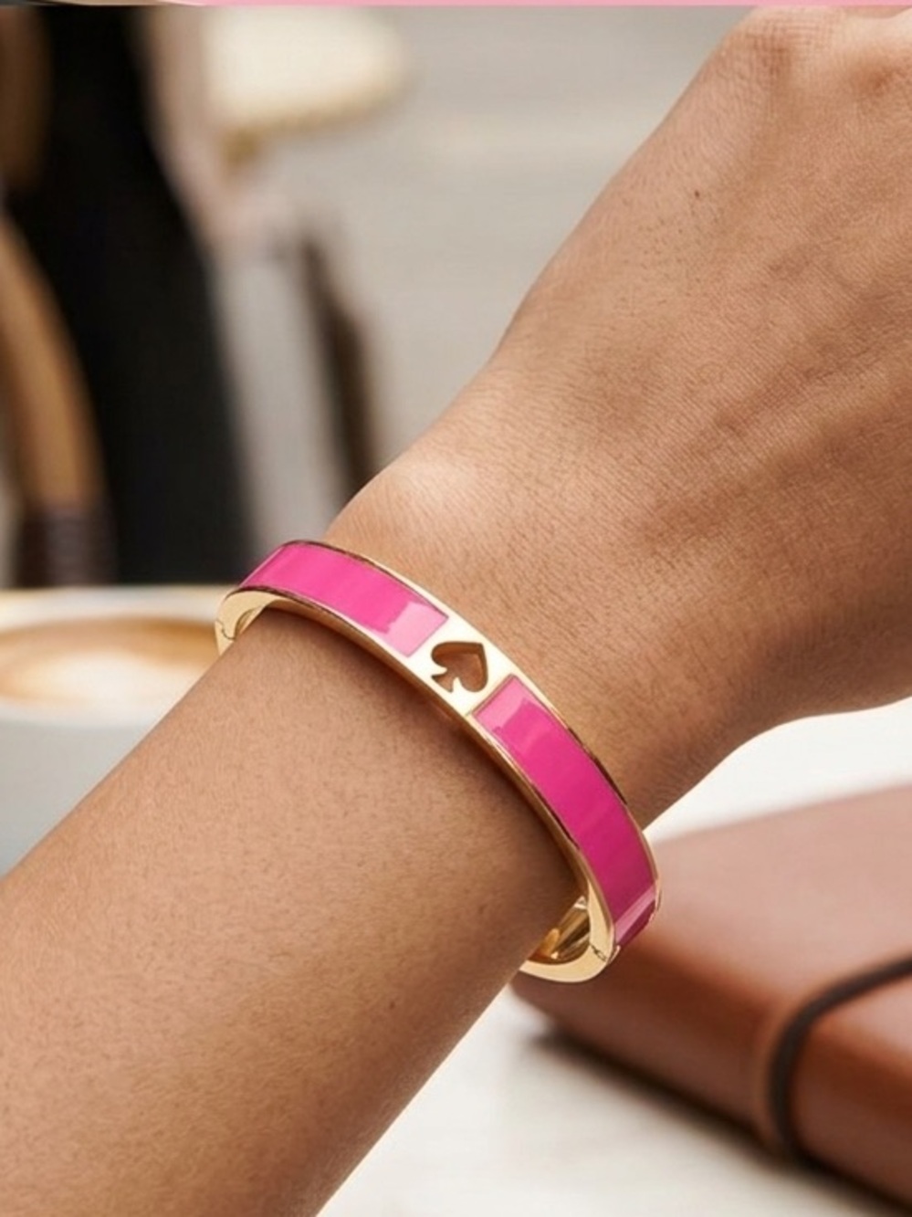 Kate ♠️ Spade✨Hole Punch✨Barbie Pink✨Wide Enamel Bracelet